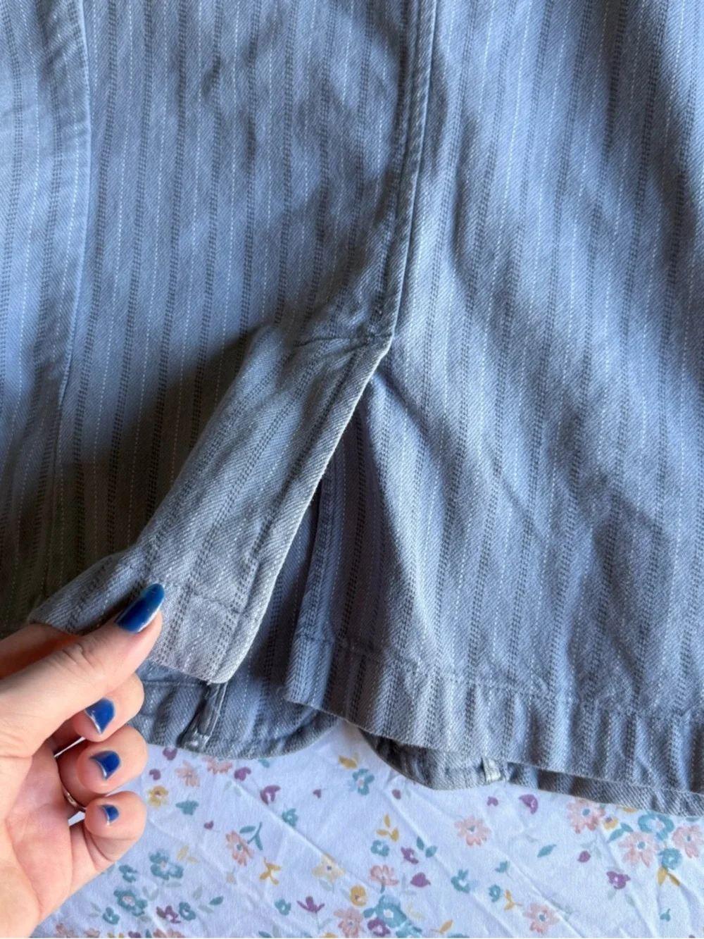 American Eagle Outfitters Light Gray Pinstripe Cotton Blazer
